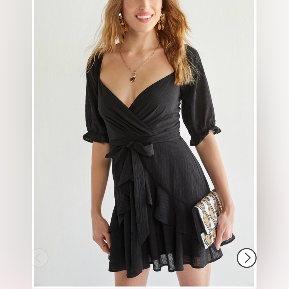 mi ami for Francesca’s Black Ruffle Dress, Size Small - Picture 1 of 9